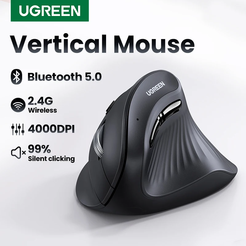 Review chuột không dây Ugreen Silent Ergonomic công thái học kết nối 3 chế độ bluetooth 2.4g